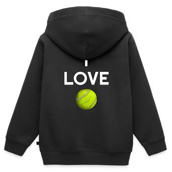 Ich liebe Tennis Tennisverein Training Fan - Kinder Premium Organic Zip Hoodie - Schwarz - Hinten - AI Model Kid Male (0cm)