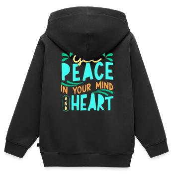 La paix dans votre et l’inspiration de votre cœur - Sweat Premium à capuche zippé enfant bio - noir - Dos - AI Model Kid Male (0cm)