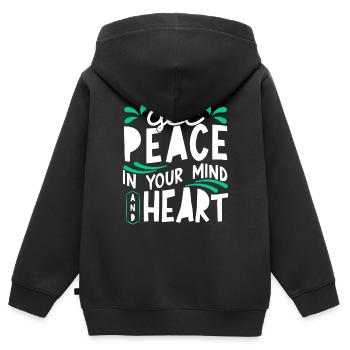 La paix dans votre et l’inspiration de votre cœur - Sweat Premium à capuche zippé enfant bio - noir - Dos - AI Model Kid Male (0cm)