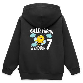 Biene Endlich 7 Jahre Mädchen Geburtstagsmotiv - Kinder Premium Organic Zip Hoodie - Schwarz - Hinten - AI Model Kid Male (0cm)