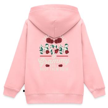 J’ai deux titres, Mom et Grammy, et je rock - Sweat Premium à capuche zippé enfant bio - rose - Dos - AI Model Kid Female (0cm)