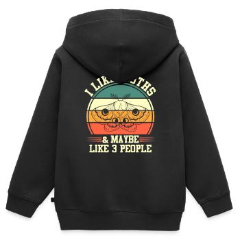 Amateurs de mites et d’insectes | J’aime les mites et - Sweat Premium à capuche zippé enfant bio - noir - Dos - AI Model Kid Male (0cm)