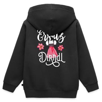 Dirndl Trachtenshirt Damen Outfit - Kinder Premium Organic Zip Hoodie - Schwarz - Hinten - AI Model Kid Male (0cm)