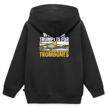 Posaune - Kinder Premium Organic Zip Hoodie - Schwarz - Hinten - AI Model Kid Male (0cm)