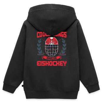 Cooles Jungs Spielen Eishockey - Kinder Premium Organic Zip Hoodie - Schwarz - Hinten - AI Model Kid Male (0cm)