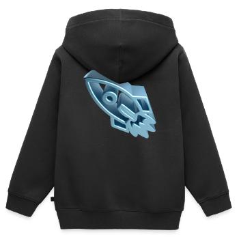 Zum Mond - 3D - Satin2 - Kinder Premium Organic Zip Hoodie - Schwarz - Hinten - AI Model Kid Male (0cm)