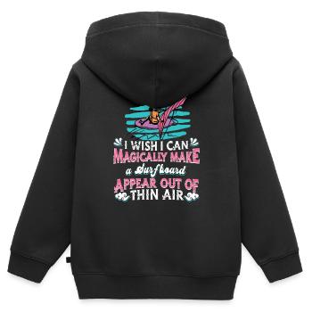 Windsurfing Windsurfen - Kinder Premium Organic Zip Hoodie - Schwarz - Hinten - AI Model Kid Male (0cm)