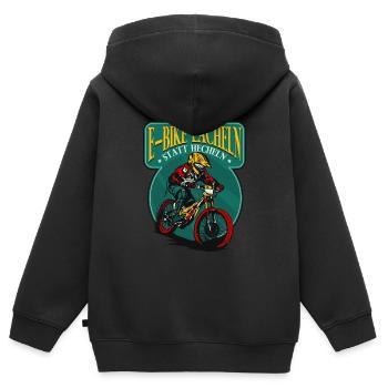E-Bike Lächeln statt Hecheln Pedelec E-Bike - Kinder Premium Organic Zip Hoodie - Schwarz - Hinten - AI Model Kid Male (0cm)