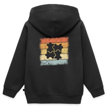 Puzzle - Sweat Premium à capuche zippé enfant bio - noir - Dos - AI Model Kid Male (0cm)