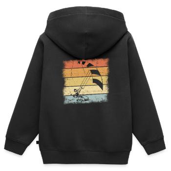 Kiteboarding Sunset Retro Design - Kinder Premium Organic Zip Hoodie - Schwarz - Hinten - AI Model Kid Male (0cm)