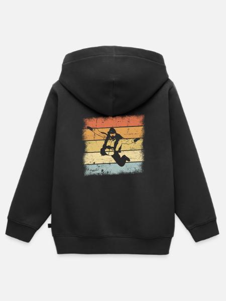 Skydiving Retro - Kids Premium Organic Zip-up Hoodie - black