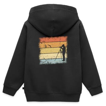 Don d’ornithologue - Sweat Premium à capuche zippé enfant bio - noir - Dos - AI Model Kid Male (0cm)