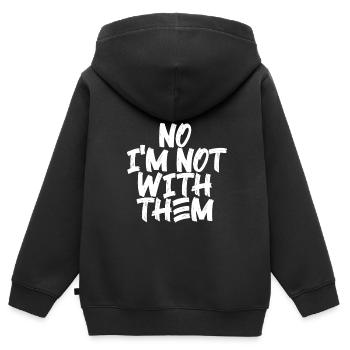 Non, je ne suis pas avec eux 10 - Sweat Premium à capuche zippé enfant bio - noir - Dos - AI Model Kid Male (0cm)