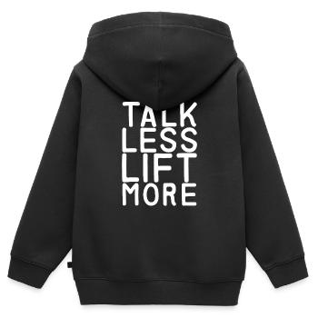 Parler moins soulever plus 7 - Sweat Premium à capuche zippé enfant bio - noir - Dos - AI Model Kid Male (0cm)