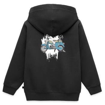 DS50 / Schwalbenfahrer / Ostalgie / Mofa Oldtimer - Sweat Premium à capuche zippé enfant bio - noir - Dos - AI Model Kid Male (0cm)