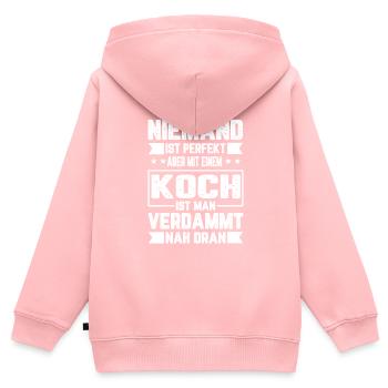 Koch Niemand ist Perfekt Geschenk - Kinder Premium Organic Zip Hoodie - Rosa - Hinten - AI Model Kid Female (0cm)