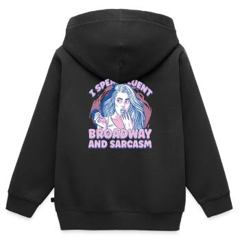 Je parle couramment Broadway et le théâtre sarcastique - Sweat Premium à capuche zippé enfant bio - noir - Dos - AI Model Kid Male (0cm)