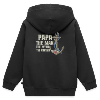 Bateau Papa Capitaine de bateau Ponton Marin Croisière - Sweat Premium à capuche zippé enfant bio - noir - Dos - AI Model Kid Male (0cm)