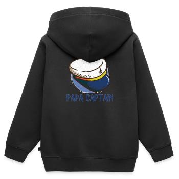 Bateau Papa Capitaine de bateau Ponton Marin Croisière - Sweat Premium à capuche zippé enfant bio - noir - Dos - AI Model Kid Male (0cm)