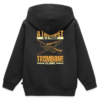 Trombone - Sweat Premium à capuche zippé enfant bio - noir - Dos - AI Model Kid Male (0cm)