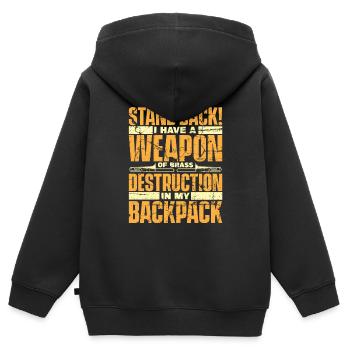 Posaune - Kinder Premium Organic Zip Hoodie - Schwarz - Hinten - AI Model Kid Male (0cm)