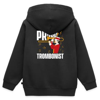 Posaune - Kinder Premium Organic Zip Hoodie - Schwarz - Hinten - AI Model Kid Male (0cm)