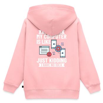 Programmeur Programmation Ordinateur Développeur Pc - Sweat Premium à capuche zippé enfant bio - rose - Dos - AI Model Kid Female (0cm)