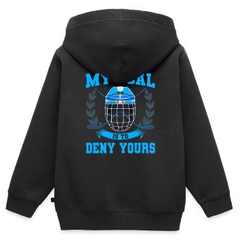My Goal Is To Deny Yours Eishockey Torwart - Kinder Premium Organic Zip Hoodie - Schwarz - Hinten - AI Model Kid Male (0cm)