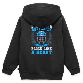 Drop Like A Butterfly Block Like A Beast Eishockey - Kinder Premium Organic Zip Hoodie - Schwarz - Hinten - AI Model Kid Male (0cm)