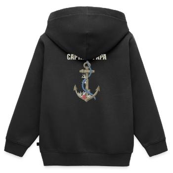 Bateau Papa Capitaine de bateau Ponton Marin Croisière - Sweat Premium à capuche zippé enfant bio - noir - Dos - AI Model Kid Male (0cm)
