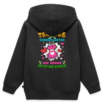 Tschüss Kindergarten Ich Rocke Jetzt Die Schule - Kinder Premium Organic Zip Hoodie - Schwarz - Hinten - AI Model Kid Male (0cm)