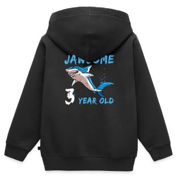 Naissance Né Âge 3 ans Mâchoire Awesome Shark - Sweat Premium à capuche zippé enfant bio - noir - Dos - AI Model Kid Male (0cm)