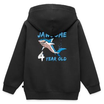 Naissance Né Âge 4 ans Mâchoire Awesome Shark - Sweat Premium à capuche zippé enfant bio - noir - Dos - AI Model Kid Male (0cm)