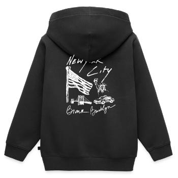 NY NEW YORK CITY USA DRAPEAU AMERIQUE - Sweat Premium à capuche zippé enfant bio - noir - Dos - AI Model Kid Male (0cm)