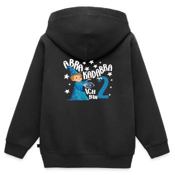 2 ans Garçon Cadeau Magicien Motif d’anniversaire - Sweat Premium à capuche zippé enfant bio - noir - Dos - AI Model Kid Male (0cm)