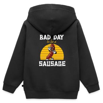 Hot Dog - Kinder Premium Organic Zip Hoodie - Schwarz - Hinten - AI Model Kid Male (0cm)