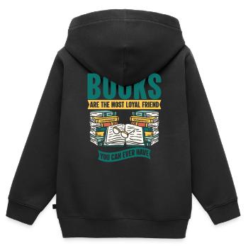 Booknerd Lifestyle Bookaholic Reading Lovers Gesche - Kids Premium Organic Zip-up Hoodie - black - Back - AI Model Kid Male (0cm)
