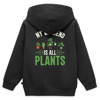 Entspannen und abschalten Blumen pflanzen und ernt - Kinder Premium Organic Zip Hoodie - Schwarz - Hinten - AI Model Kid Male (0cm)