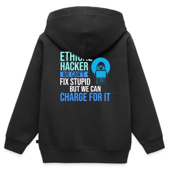 Ethical Hacker Security Computer Hacking - Kids Premium Organic Zip-up Hoodie - black - Back - AI Model Kid Male (0cm)