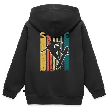 Vtintage Skate Skating Board Skateboard Rétro - Sweat Premium à capuche zippé enfant bio - noir - Dos - AI Model Kid Male (0cm)