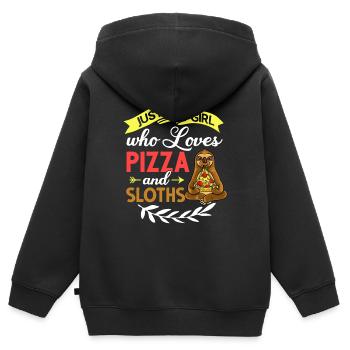 Faultier Pizza Lieferung Pizzeria Italienisch - Kinder Premium Organic Zip Hoodie - Schwarz - Hinten - AI Model Kid Male (0cm)