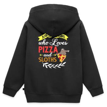 Faultier Pizza Lieferung Pizzeria Italienisch - Kinder Premium Organic Zip Hoodie - Schwarz - Hinten - AI Model Kid Male (0cm)