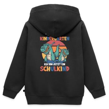Einschulung Schulanfang - Kinder Premium Organic Zip Hoodie - Schwarz - Hinten - AI Model Kid Male (0cm)
