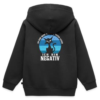 Ich habe meine Geduld testen lassen negativ - Kinder Premium Organic Zip Hoodie - Schwarz - Hinten - AI Model Kid Male (0cm)