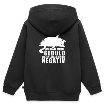 Ich habe meine Geduld testen lassen bin negativ - Kinder Premium Organic Zip Hoodie - Schwarz - Hinten - AI Model Kid Male (0cm)