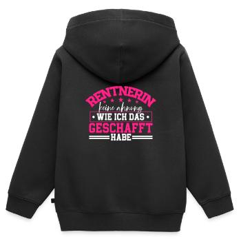 Rentnerin - Kinder Premium Organic Zip Hoodie - Schwarz - Hinten - AI Model Kid Male (0cm)