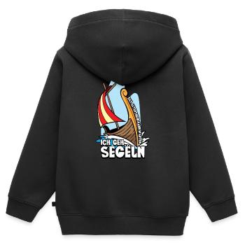 Das Altersheim kann warten ich geh segeln - Kinder Premium Organic Zip Hoodie - Schwarz - Hinten - AI Model Kid Male (0cm)