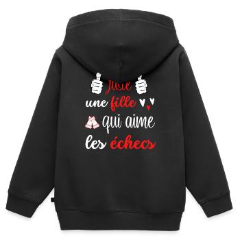 juste une fille qui aimes les échecs - Sweat Premium à capuche zippé enfant bio - noir - Dos - AI Model Kid Male (0cm)
