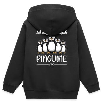 Pinguin Liebhaber Spruch Lustiges Geschenk - Kinder Premium Organic Zip Hoodie - Schwarz - Hinten - AI Model Kid Male (0cm)