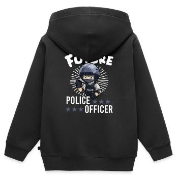 Police Cop Officer Police Office - Kinder Premium Organic Zip Hoodie - Schwarz - Hinten - AI Model Kid Male (0cm)